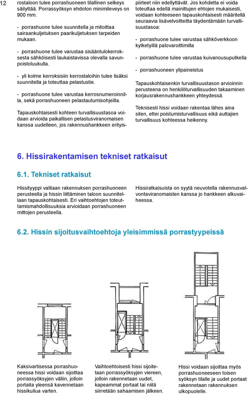 - porrashuone tulee varustaa sisääntulokerroksesta sähköisesti laukaistavissa olevalla savunpoistoluukulla. - yli kolme kerroksisiin kerrostaloihin tulee lisäksi suunnitella ja toteuttaa pelastustie.