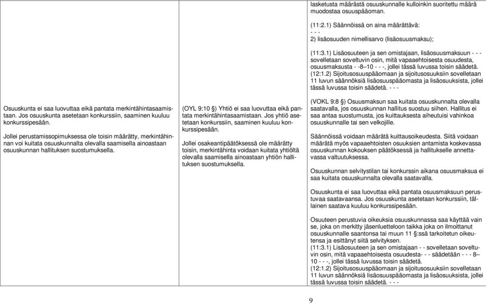 (OYL 9:10 ) Yhtiö ei saa luovuttaa eikä pantata merkintähintasaamistaan. Jos yhtiö asetetaan konkurssiin, saaminen kuuluu konkurssipesään.