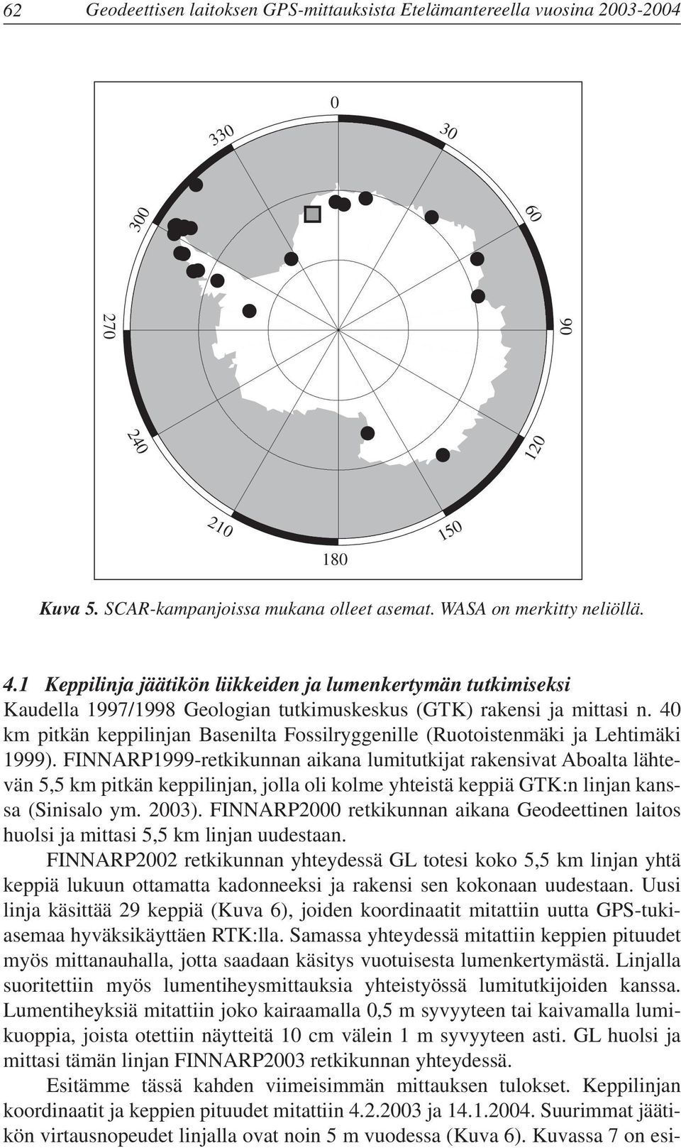 40 km pitkän keppilinjan Basenilta Fossilryggenille (Ruotoistenmäki ja Lehtimäki 1999).