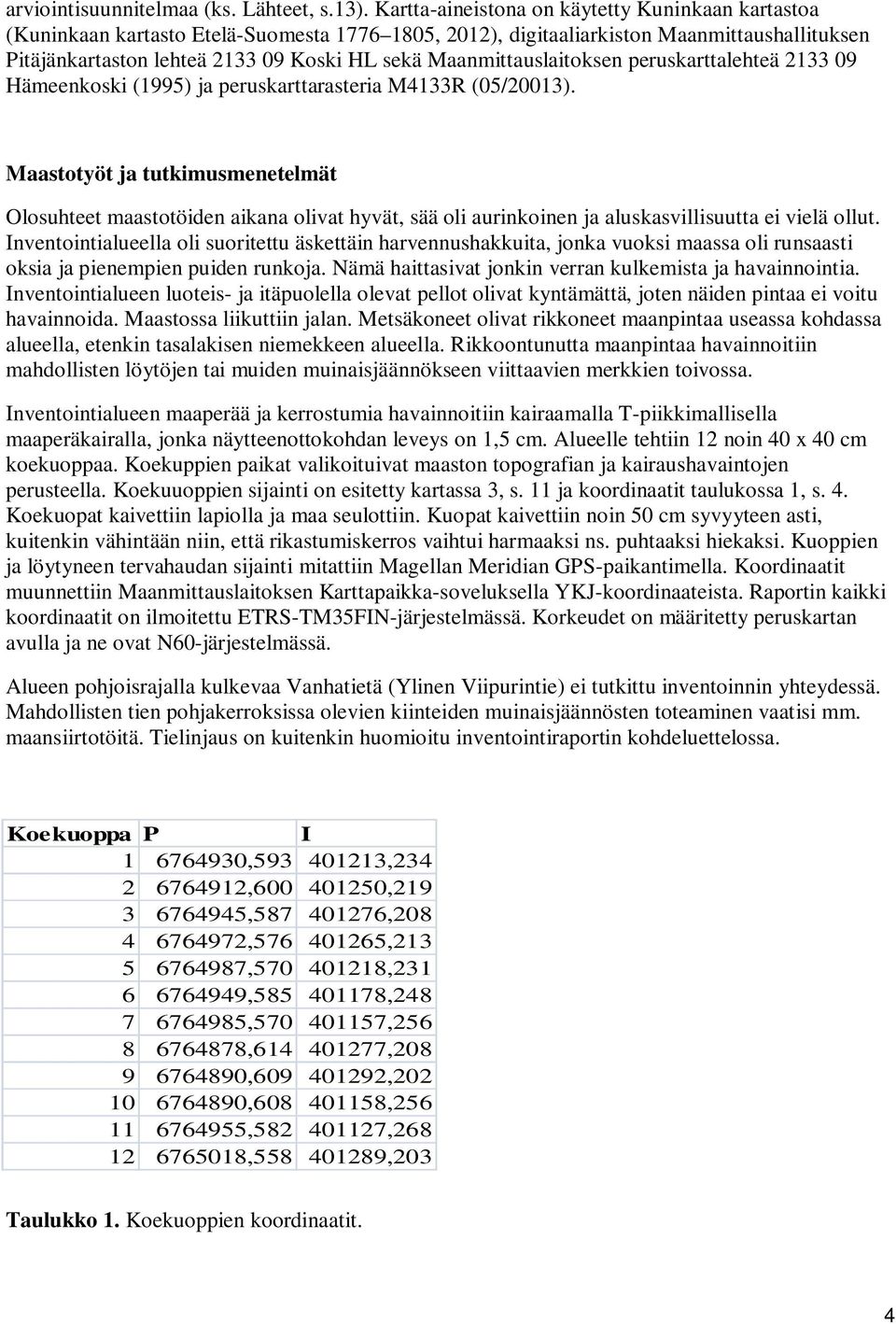 Maanmittauslaitoksen peruskarttalehteä 2133 09 Hämeenkoski (1995) ja peruskarttarasteria M4133R (05/20013).