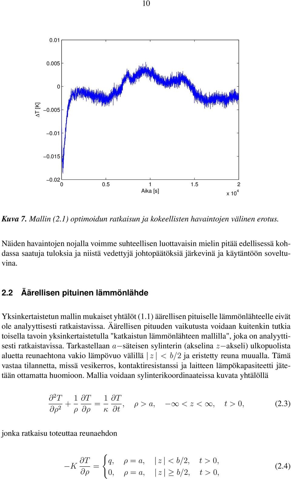 2 Äärellisen pituinen lämmönlähde Yksinkertaistetun mallin mukaiset yhtälöt (1.1) äärellisen pituiselle lämmönlähteelle eivät ole analyyttisesti ratkaistavissa.