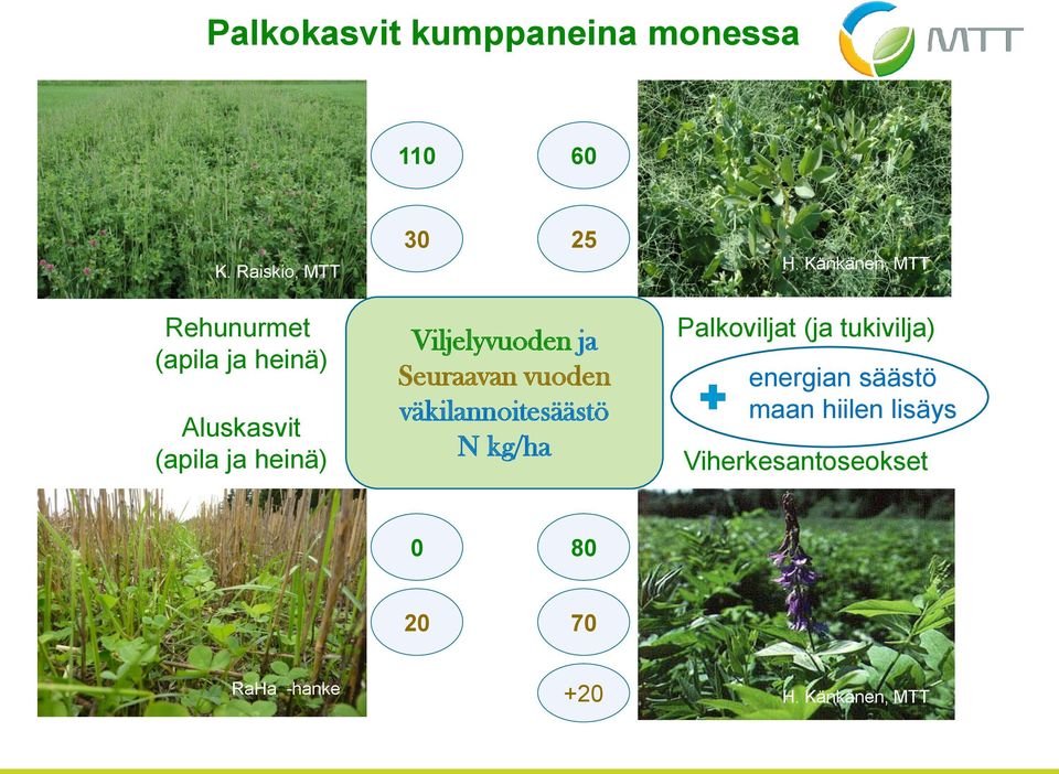 Viljelyvuoden ja Seuraavan vuoden väkilannoitesäästö N kg/ha H.