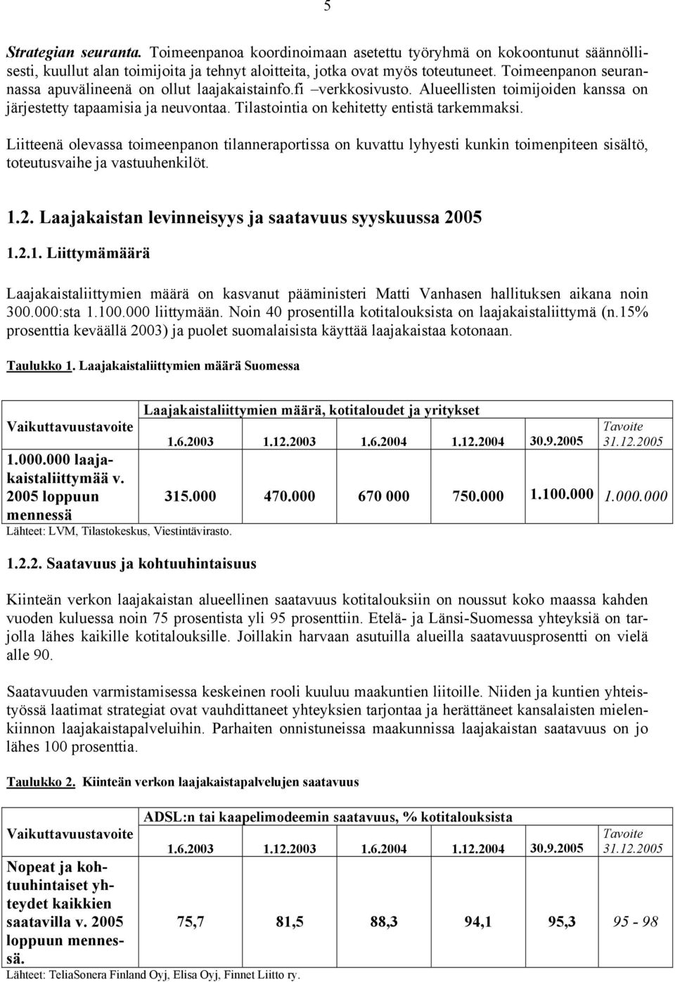 Liitteenä olevassa toimeenpanon tilanneraportissa on kuvattu lyhyesti kunkin toimenpiteen sisältö, toteutusvaihe ja vastuuhenkilöt. 1.