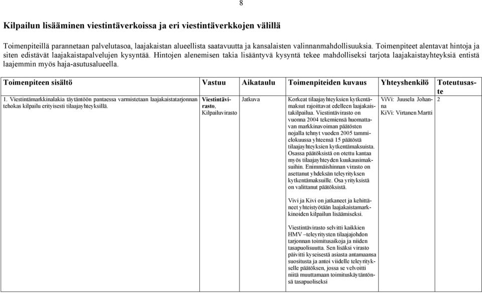 Hintojen alenemisen takia lisääntyvä kysyntä tekee mahdolliseksi tarjota laajakaistayhteyksiä entistä laajemmin myös haja-asutusalueella. 1.