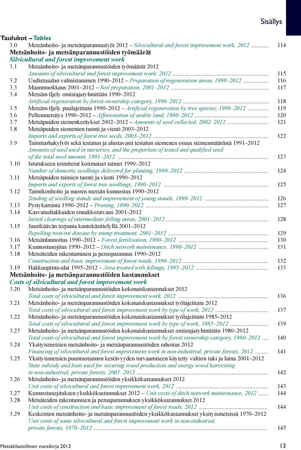1 Metsänhoito- ja metsänparannustöiden työmäärät 2012 Amounts of silvicultural and forest improvement work, 2012... 115 3.