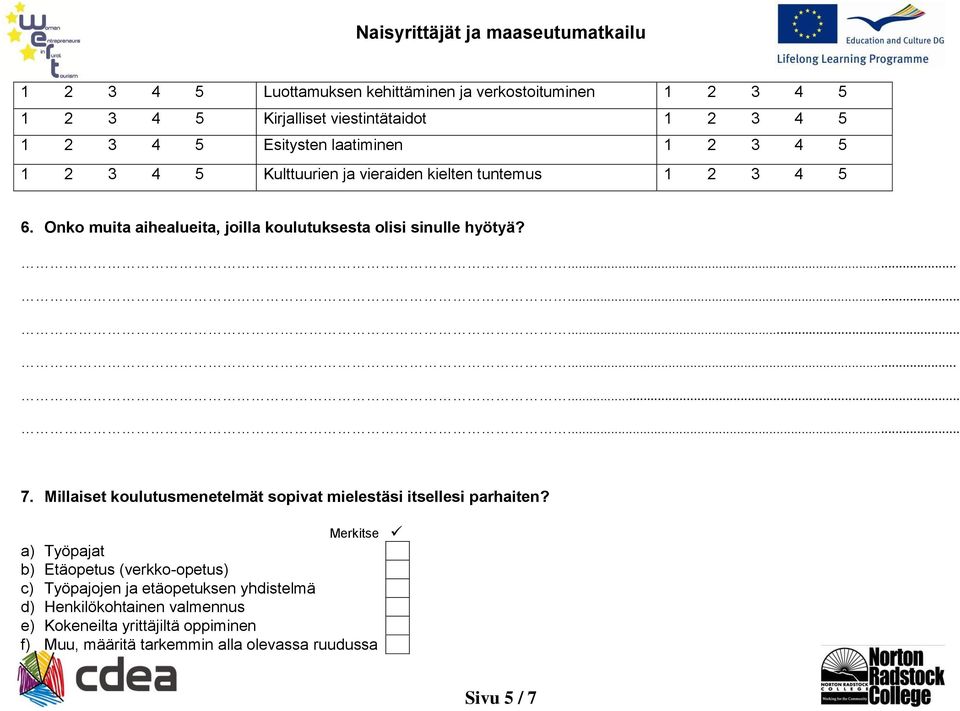 Millaiset koulutusmenetelmät sopivat mielestäsi itsellesi parhaiten?