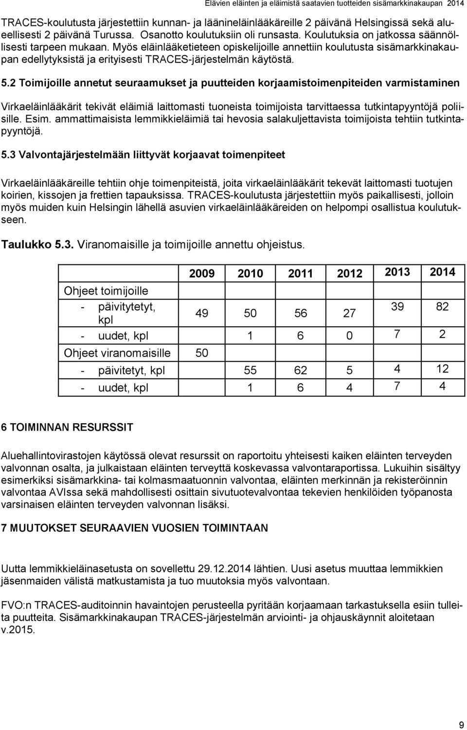 2 Toimijoille annetut seuraamukset ja puutteiden korjaamistoimenpiteiden varmistaminen Virkaeläinlääkärit tekivät eläimiä laittomasti tuoneista toimijoista tarvittaessa tutkintapyyntöjä poliisille.