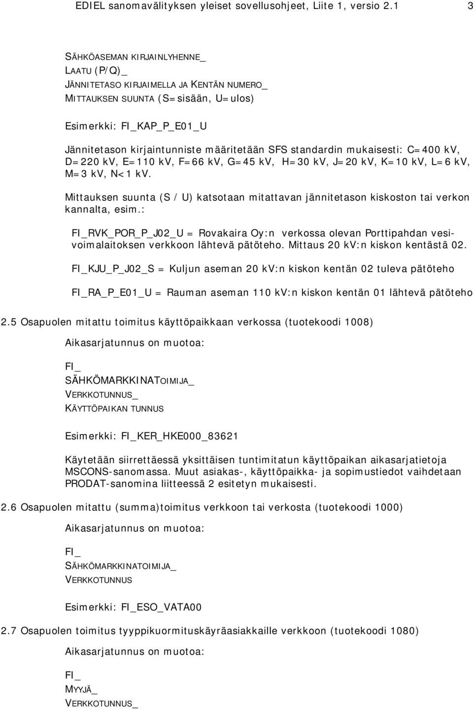 standardin mukaisesti: C=400 kv, D=220 kv, E=110 kv, F=66 kv, G=45 kv, H=30 kv, J=20 kv, K=10 kv, L=6 kv, M=3 kv, N<1 kv.