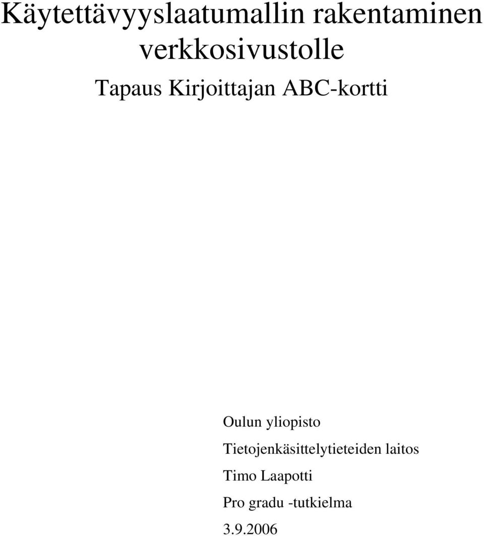 ABC-kortti Oulun yliopisto