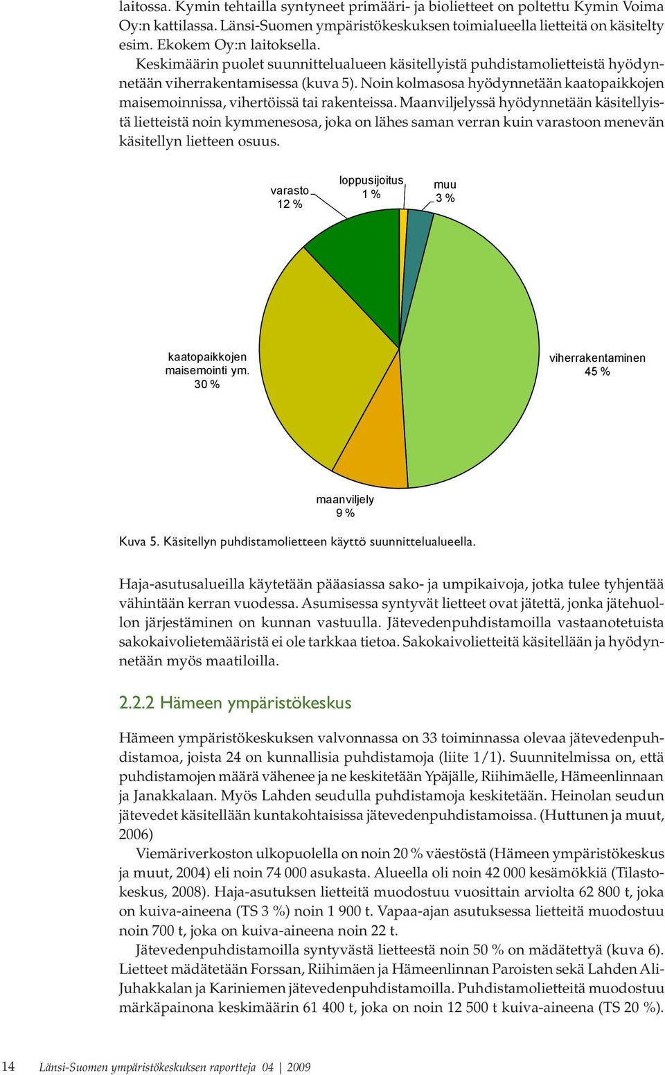 Noin kolmasosa hyödynnetään kaatopaikkojen maisemoinnissa, vihertöissä tai rakenteissa.