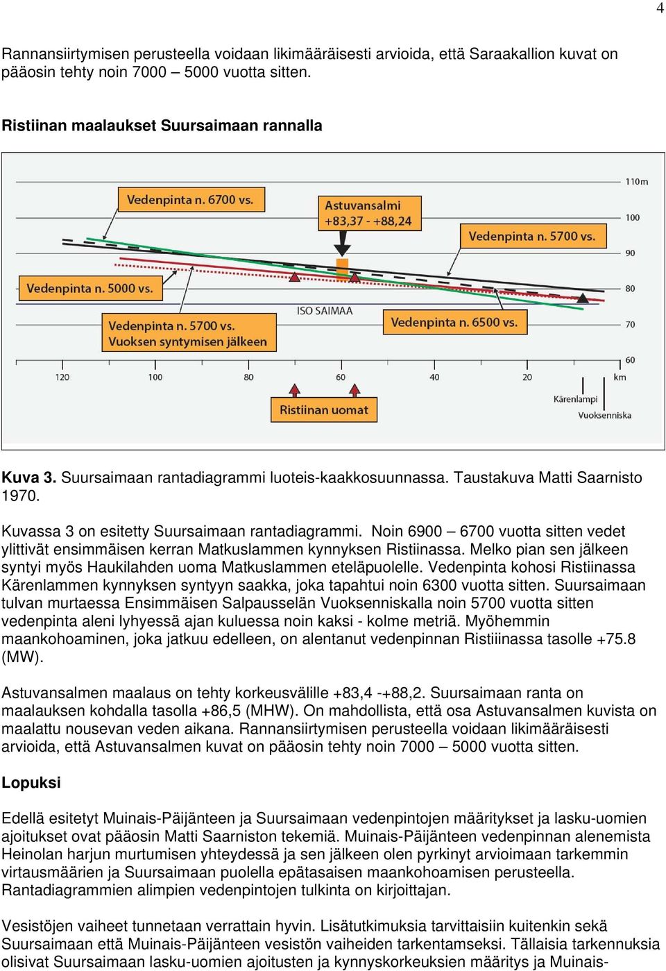 Noin 6900 6700 vuotta sitten vedet ylittivät ensimmäisen kerran Matkuslammen kynnyksen Ristiinassa. Melko pian sen jälkeen syntyi myös Haukilahden uoma Matkuslammen eteläpuolelle.