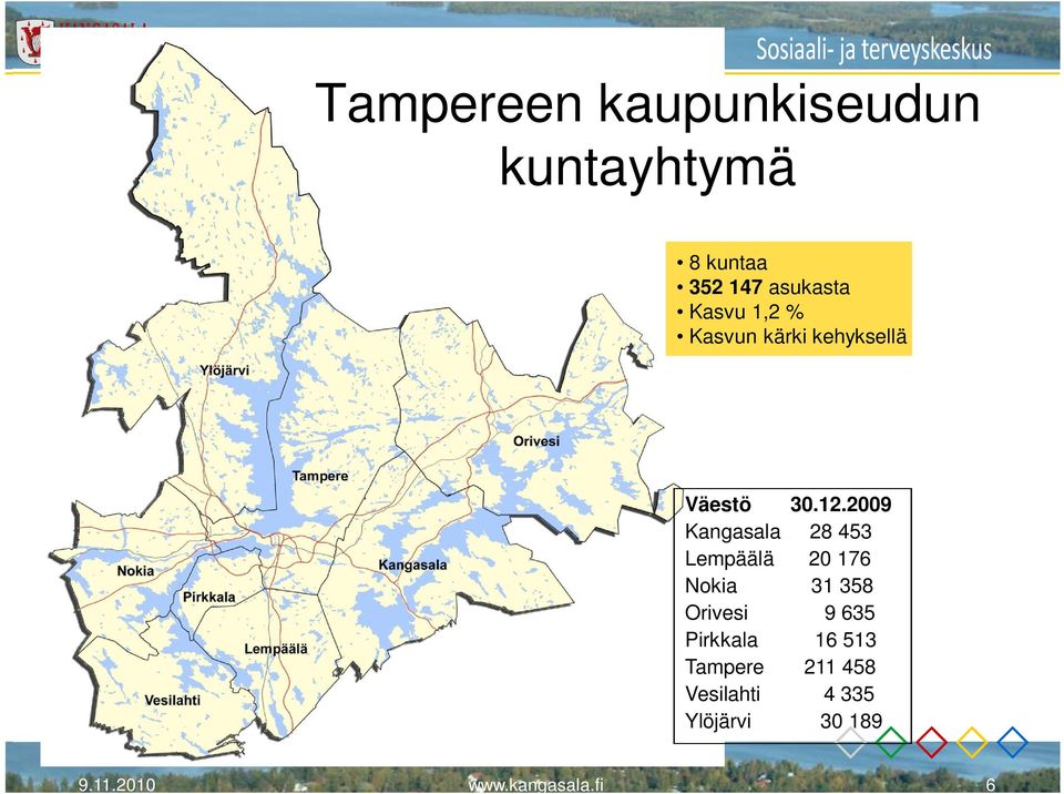 2009 Kangasala 28 453 Lempäälä 20 176 Nokia 31 358 Orivesi 9 635