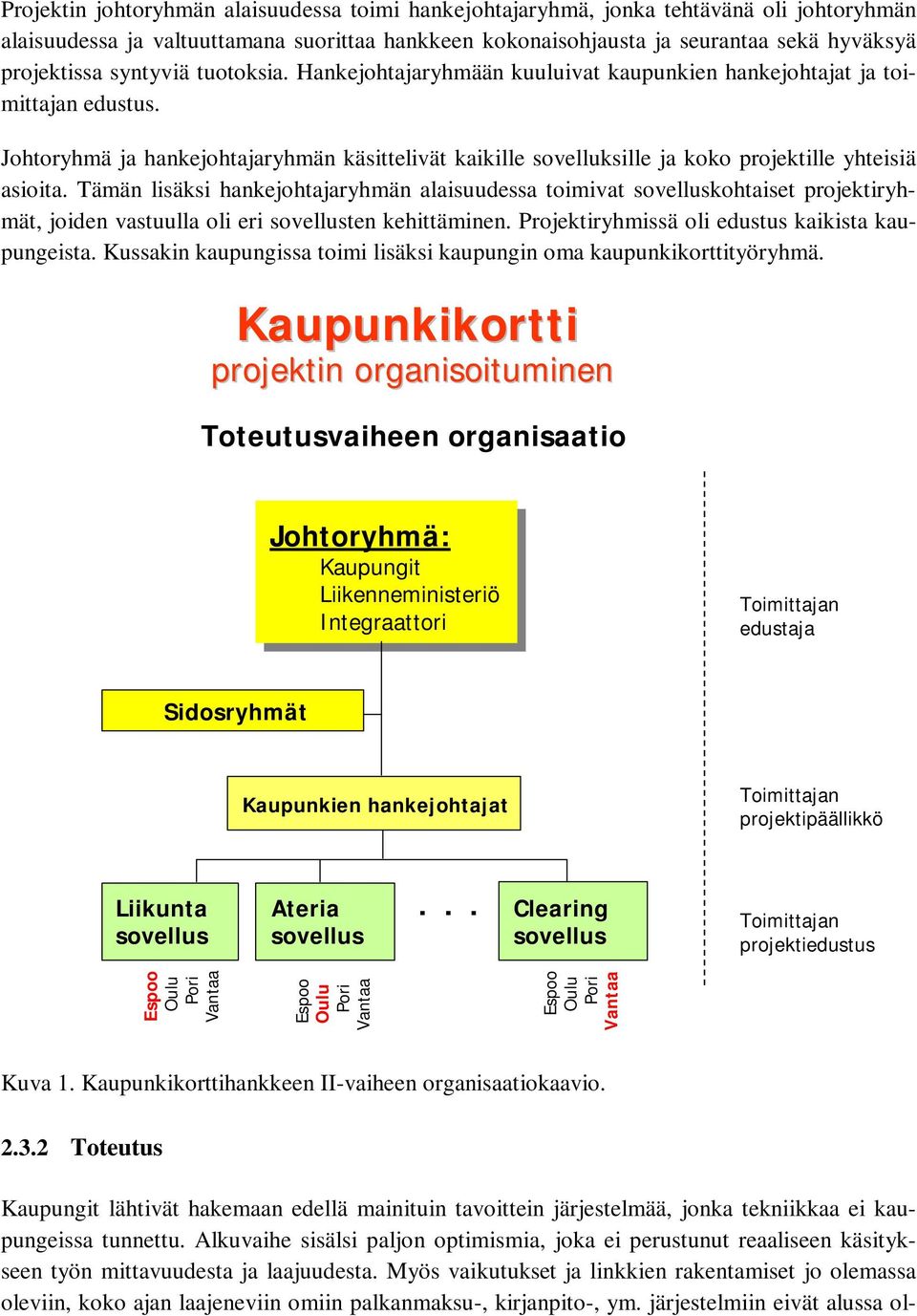 Johtoryhmä ja hankejohtajaryhmän käsittelivät kaikille sovelluksille ja koko projektille yhteisiä asioita.