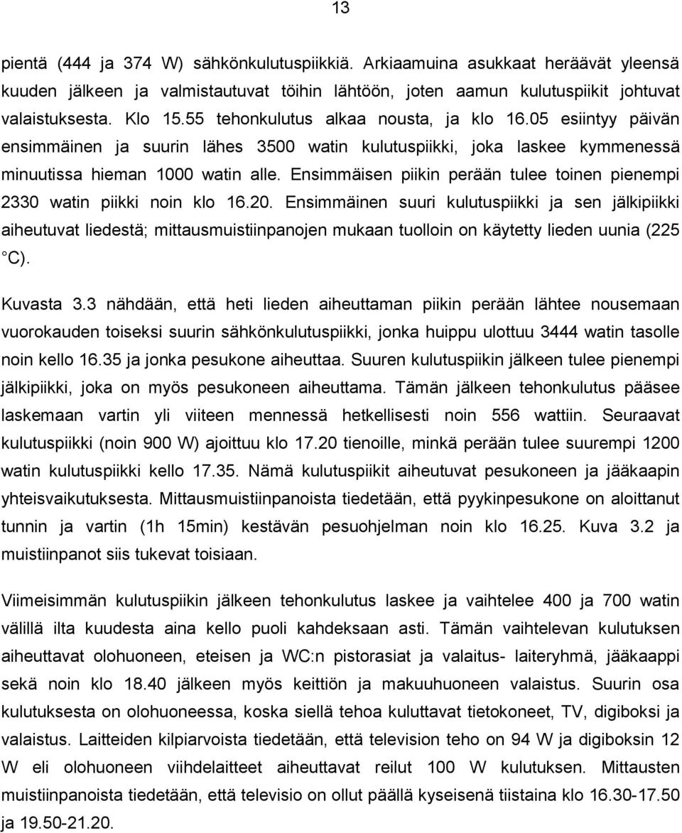 Ensimmäisen piikin perään tulee toinen pienempi 2330 watin piikki noin klo 16.20.