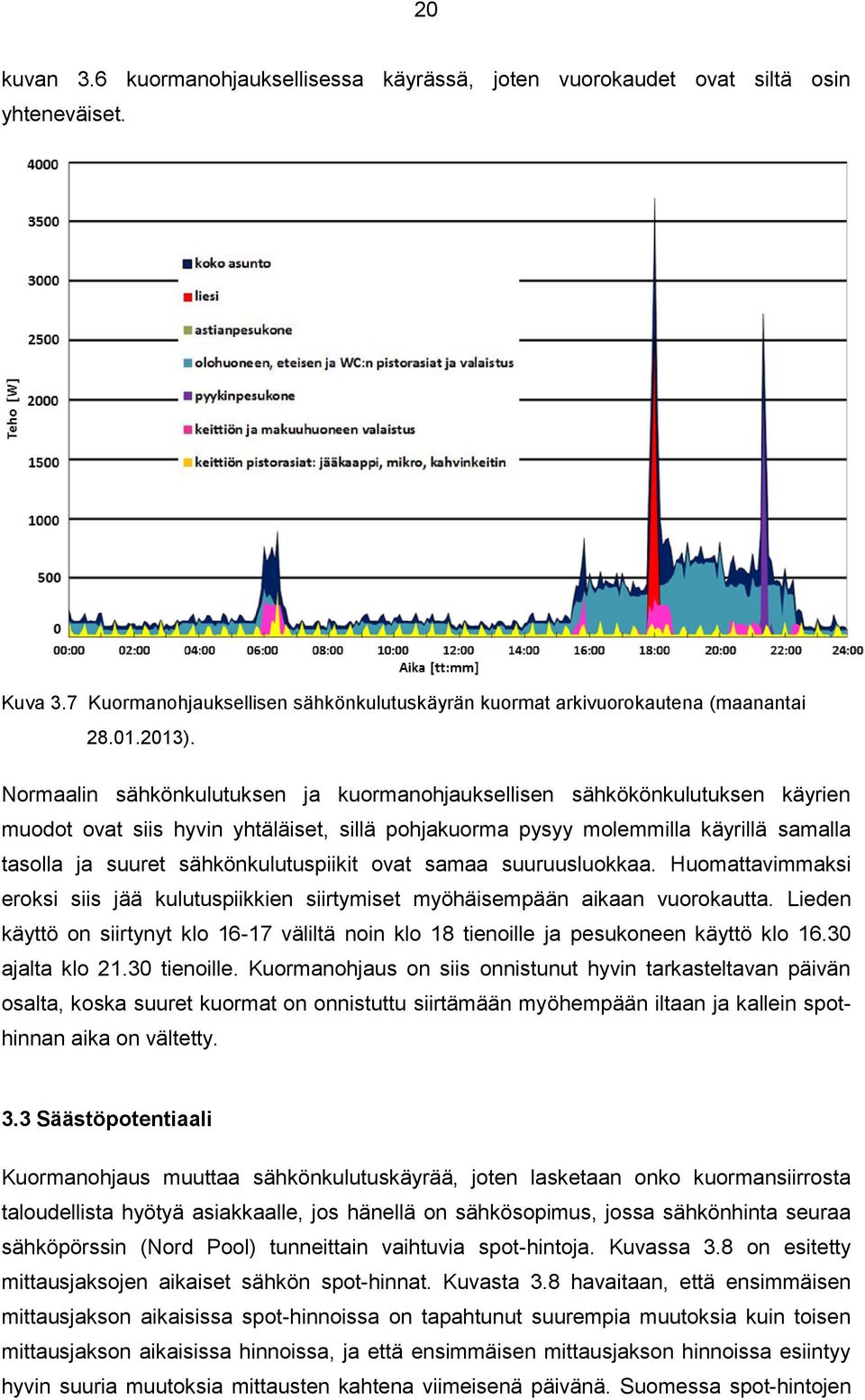 sähkönkulutuspiikit ovat samaa suuruusluokkaa. Huomattavimmaksi eroksi siis jää kulutuspiikkien siirtymiset myöhäisempään aikaan vuorokautta.