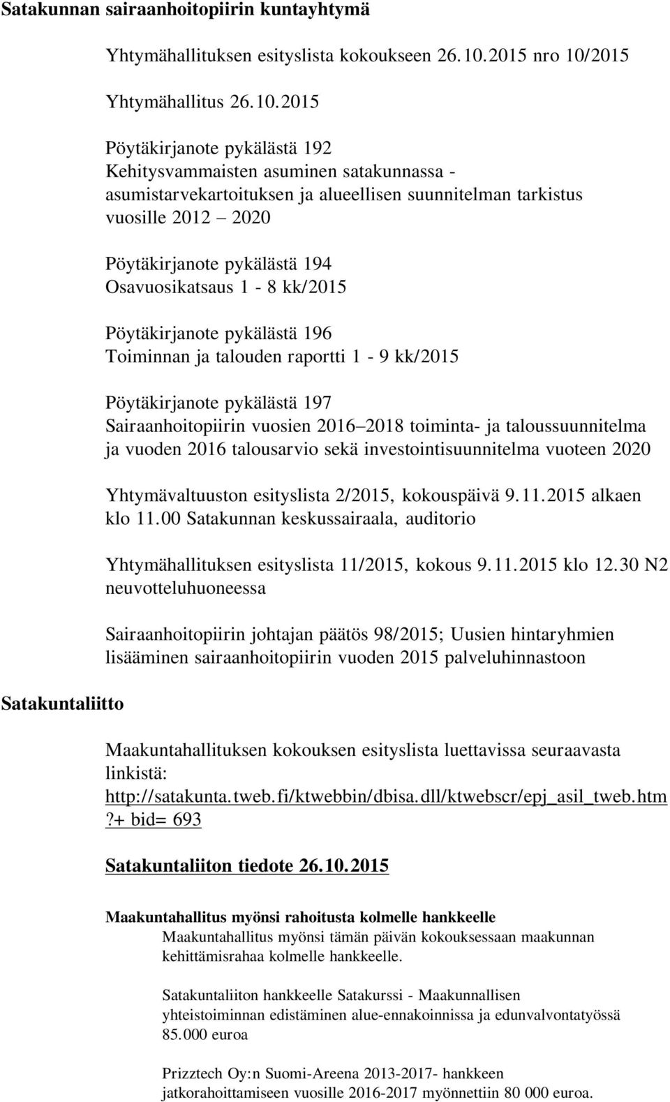 2015 Yhtymähallitus 26.10.