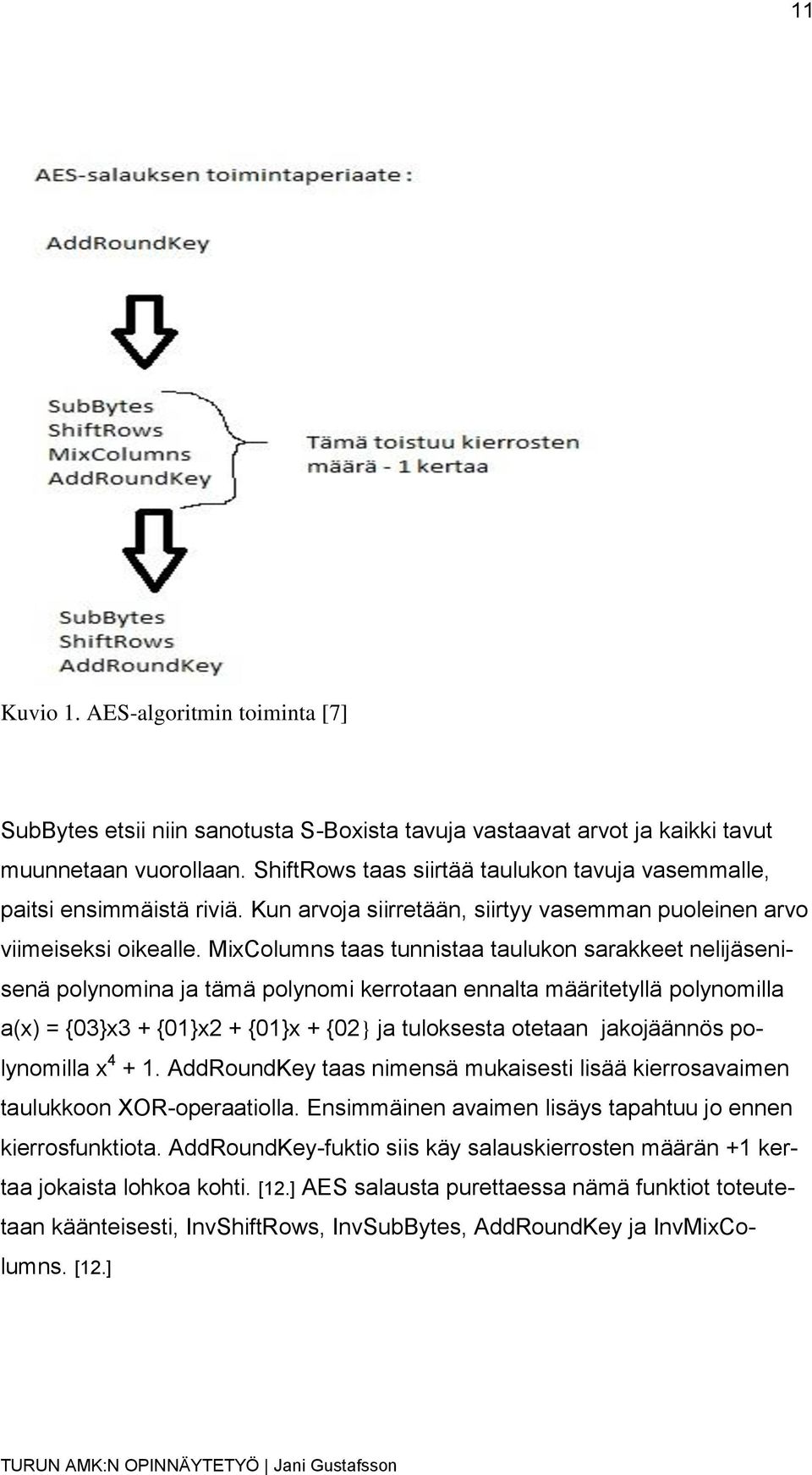 MixColumns taas tunnistaa taulukon sarakkeet nelijäsenisenä polynomina ja tämä polynomi kerrotaan ennalta määritetyllä polynomilla a(x) = {03}x3 + {01}x2 + {01}x + {02} ja tuloksesta otetaan