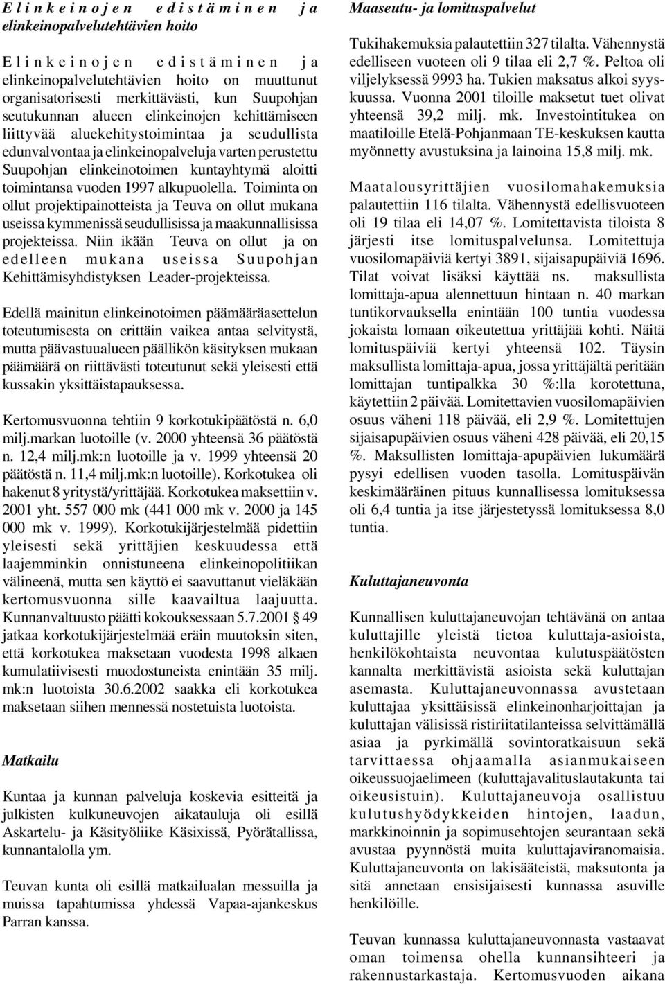 alkupuolella. Toiminta on ollut projektipainotteista ja Teuva on ollut mukana useissa kymmenissä seudullisissa ja maakunnallisissa projekteissa.