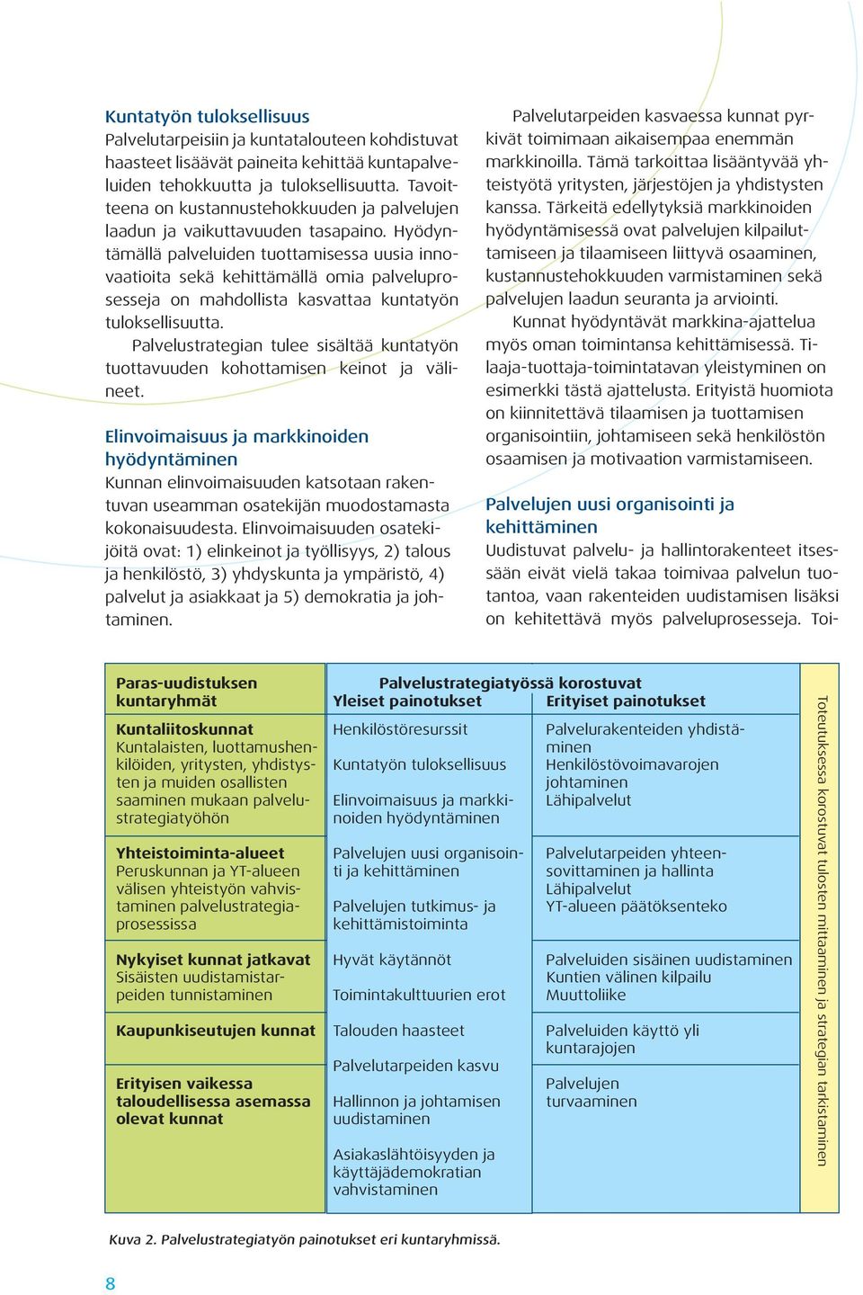 Hyödyntämällä palveluiden tuottamisessa uusia innovaatioita sekä kehittämällä omia palveluprosesseja on mahdollista kasvattaa kuntatyön tuloksellisuutta.