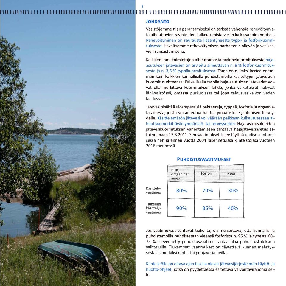 Kaikkien ihmistoimintojen aiheuttamasta ravinnekuormituksesta hajaasutuksen jätevesien on arvioitu aiheuttavan n. 9 % fosforikuormituksesta ja n. 3,5 % typpikuormituksesta. Tämä on n.