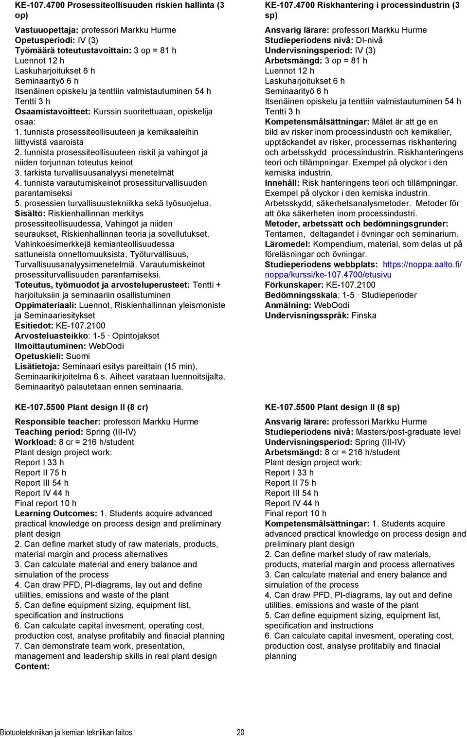 Seminaarityö 6 h Itsenäinen opiskelu ja tenttiin valmistautuminen 54 h Tentti 3 h Osaamistavoitteet: Kurssin suoritettuaan, opiskelija osaa: 1.