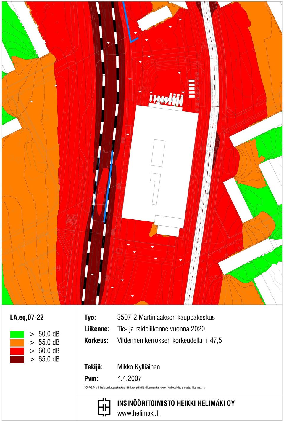 3507-2 Martinlaakson kauppakeskus, äänitaso päivällä