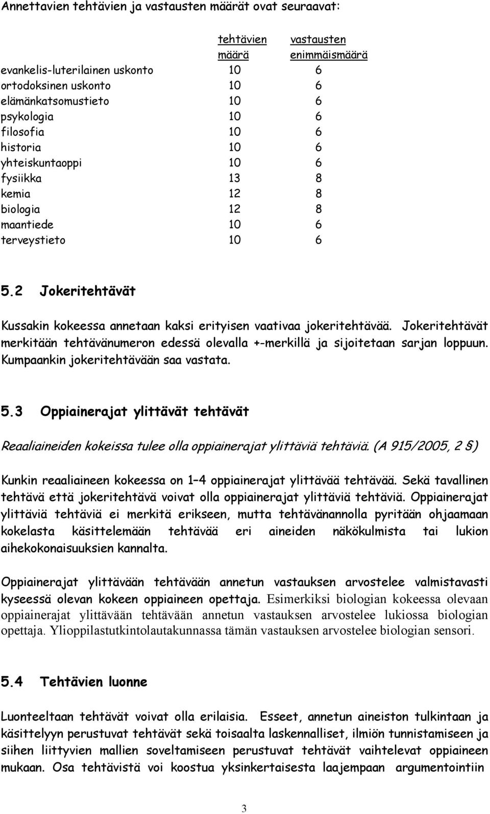 2 Jokeritehtävät Kussakin kokeessa annetaan kaksi erityisen vaativaa jokeritehtävää. Jokeritehtävät merkitään tehtävänumeron edessä olevalla +-merkillä ja sijoitetaan sarjan loppuun.