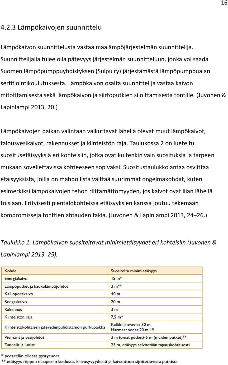 Lämpökaivon osalta suunnittelija vastaa kaivon mitoittamisesta sekä lämpökaivon ja siirtoputkien sijoittamisesta tontille. (Juvonen & Lapinlampi 2013, 20.