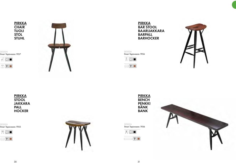 44 PIRKKA STOOL JAKKARA PALL HOCKER PIRKKA BENCH PENKKI BÄNK BANK Ilmari