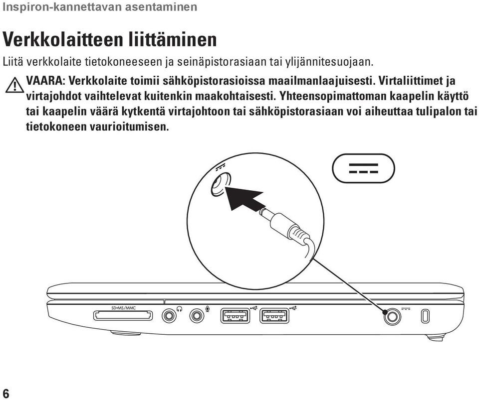 Virtaliittimet ja virtajohdot vaihtelevat kuitenkin maakohtaisesti.