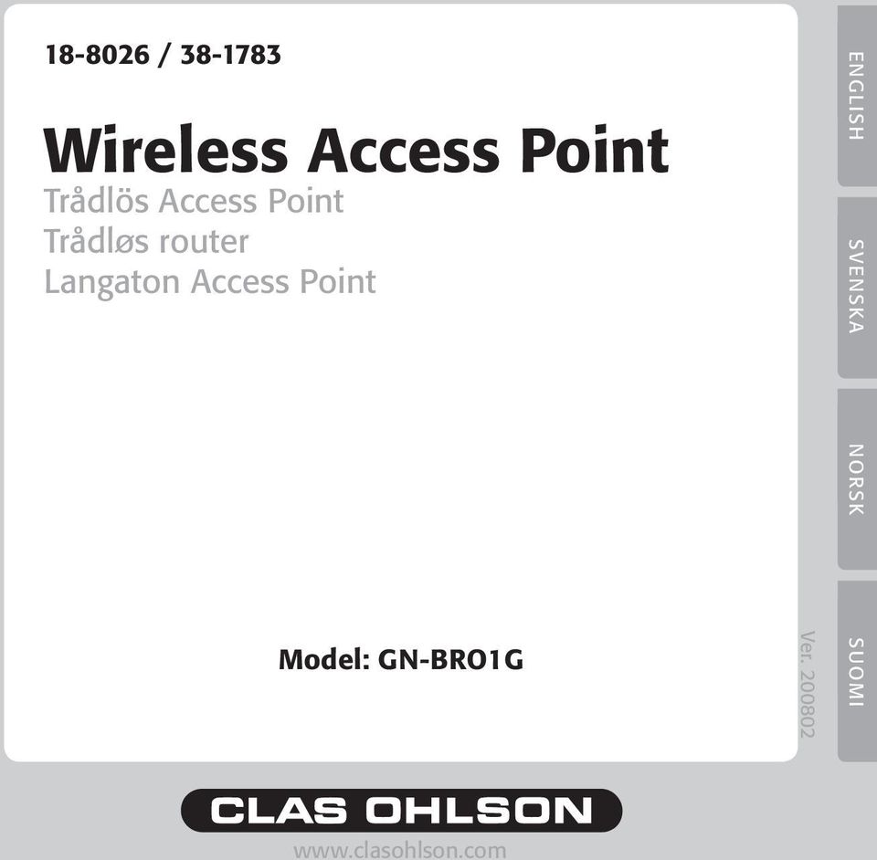 Langaton Access Point ENGLISH SVENSKA