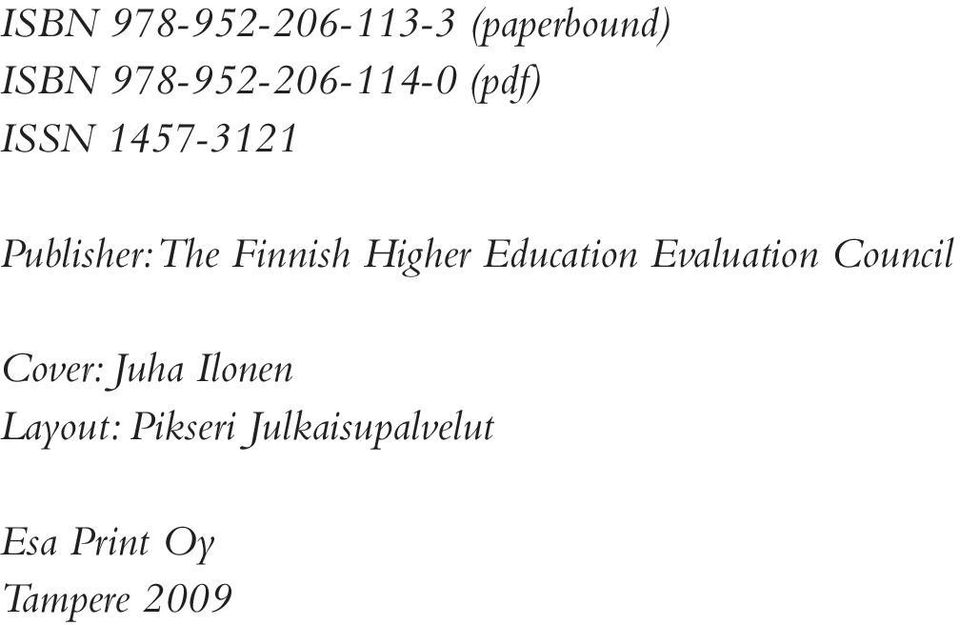 Finnish Higher Education Evaluation Council Cover: