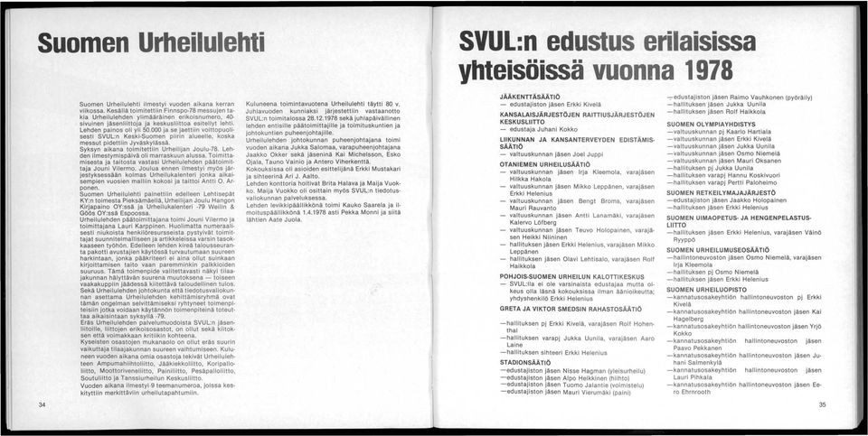 000 ja se jaettiin voittopuolisesti SVUL:n Keski-Suomen piirin alueelle, koska messut pidettiin Jyväskylässä. Syksyn aikana toimitettiin Urheilijan Joulu-78.