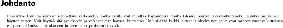 Voit käyttää sitä projektorin ja valkokankaan kanssa.