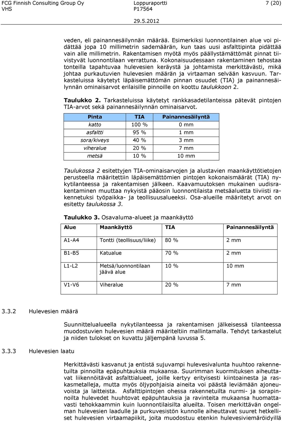 Rakentamisen myötä myös päällystämättömät pinnat tiivistyvät luonnontilaan verrattuna.