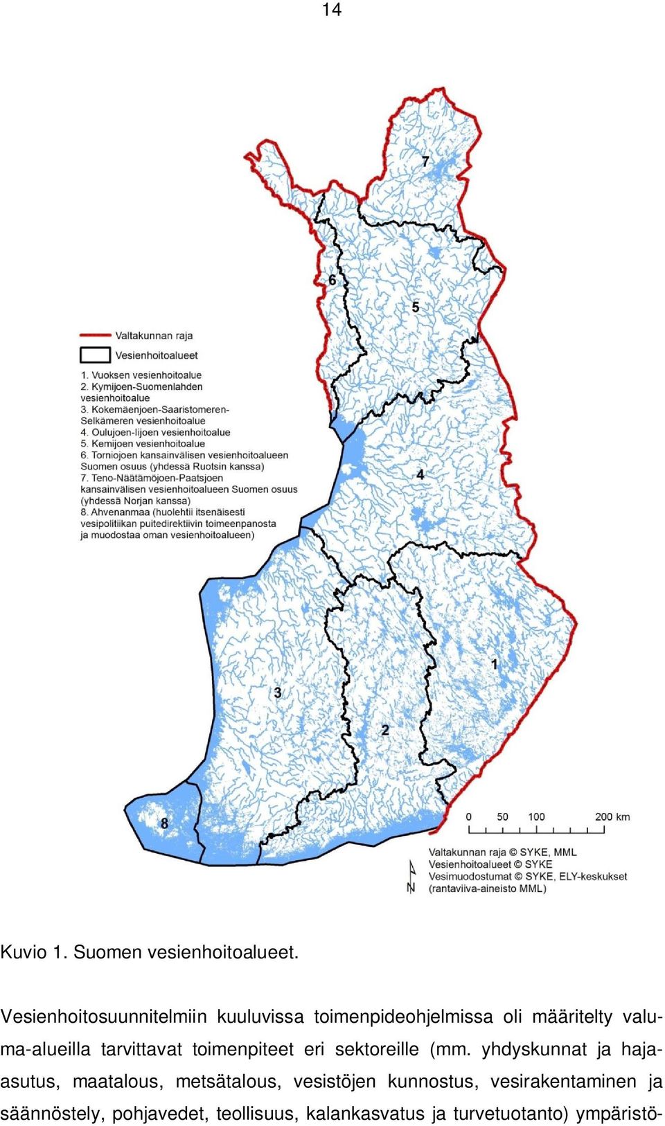 valuma-alueilla tarvittavat toimenpiteet eri sektoreille (mm.