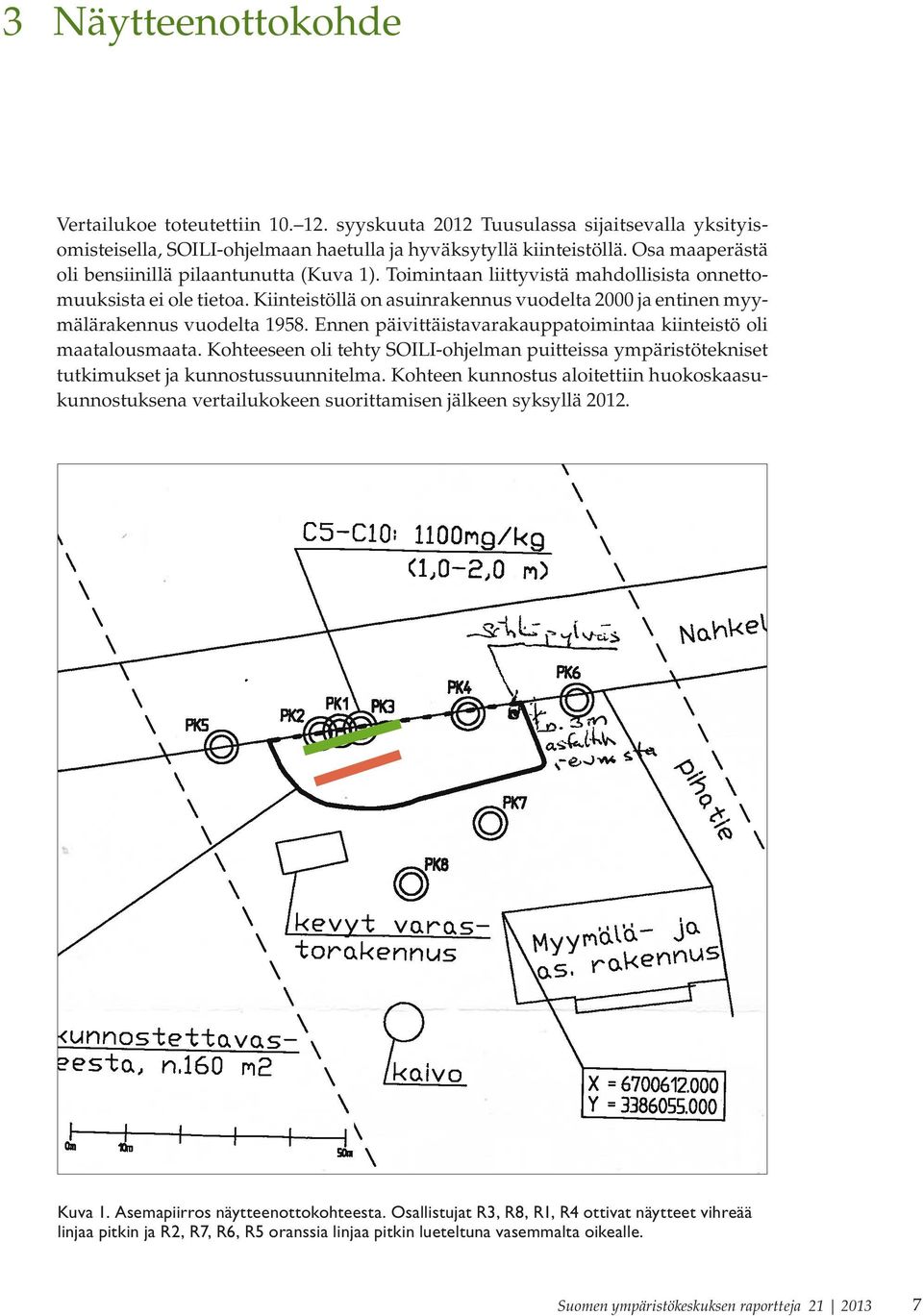 Kiinteistöllä on asuinrakennus vuodelta 2000 ja entinen myymälärakennus vuodelta 1958. Ennen päivittäistavarakauppatoimintaa kiinteistö oli maatalousmaata.