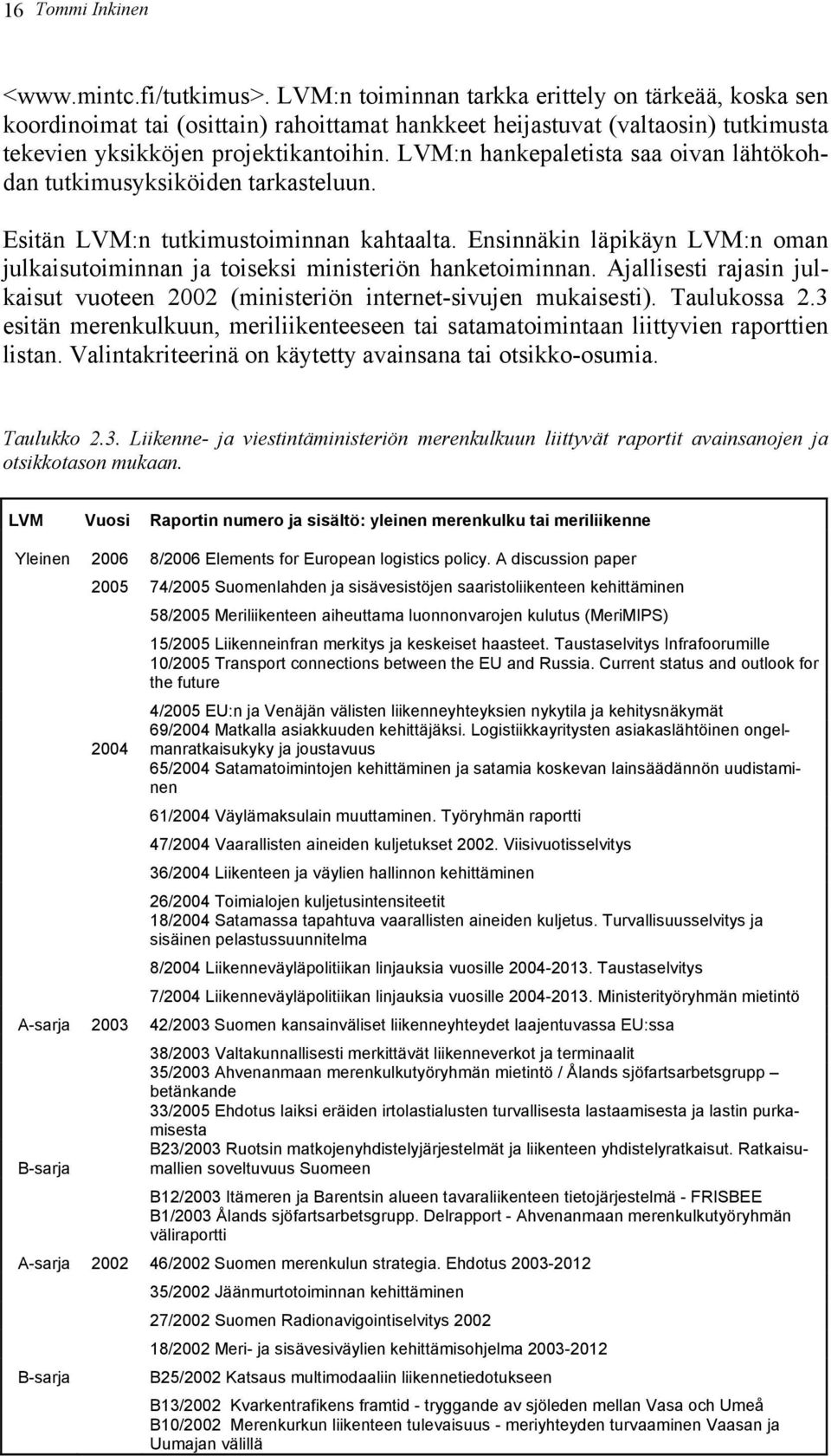 LVM:n hankepaletista saa oivan lähtökohdan tutkimusyksiköiden tarkasteluun. Esitän LVM:n tutkimustoiminnan kahtaalta.