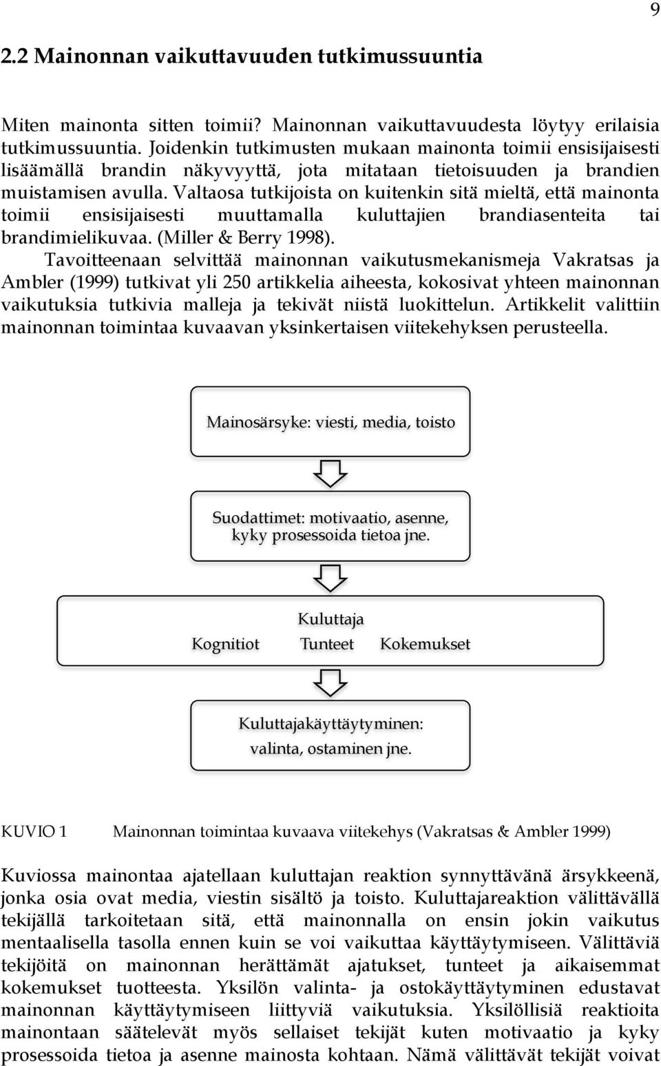 Valtaosa tutkijoista on kuitenkin sitä mieltä, että mainonta toimii ensisijaisesti muuttamalla kuluttajien brandiasenteita tai brandimielikuvaa. (Miller & Berry 1998).