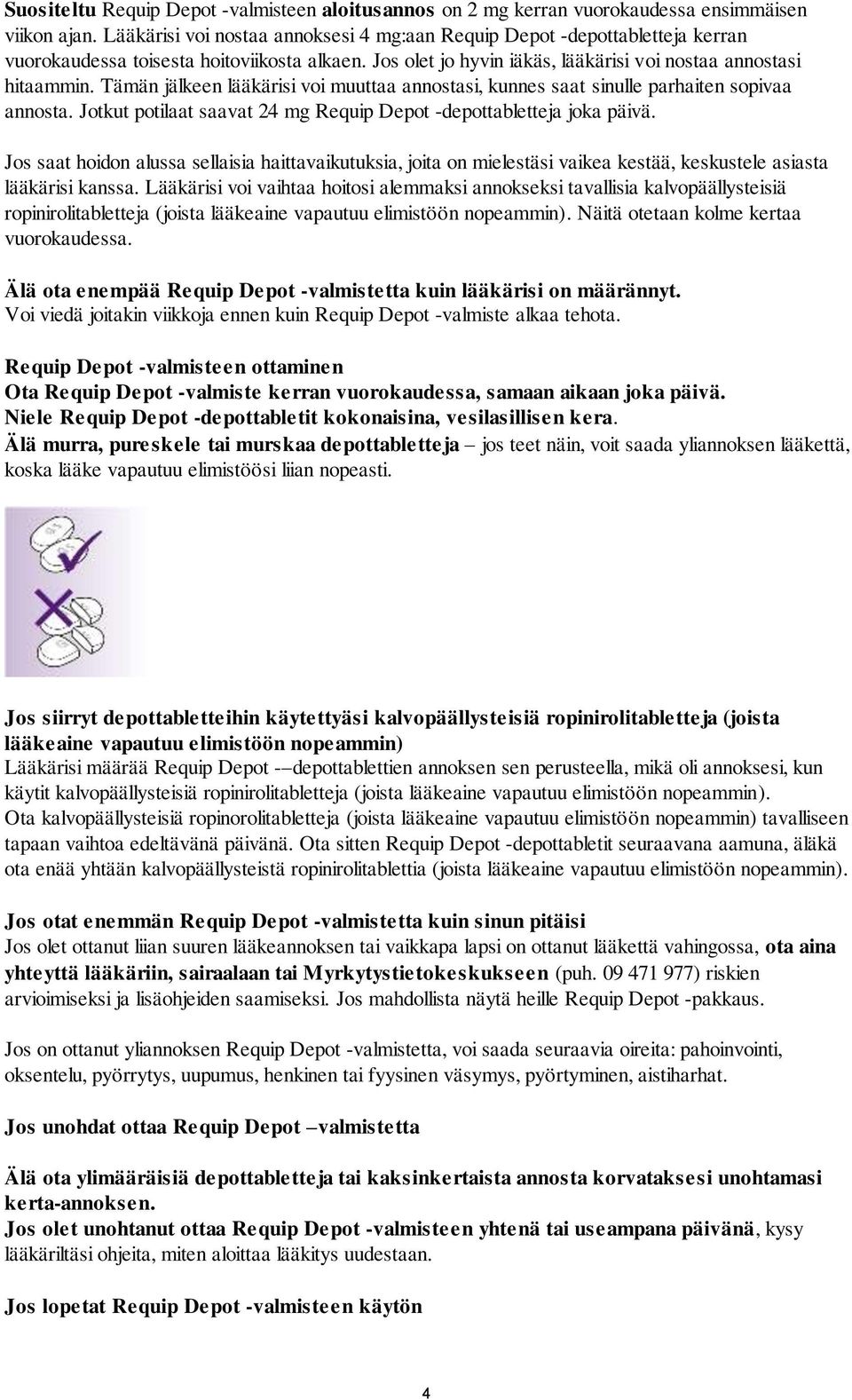 Tämän jälkeen lääkärisi voi muuttaa annostasi, kunnes saat sinulle parhaiten sopivaa annosta. Jotkut potilaat saavat 24 mg Depot -depottabletteja joka päivä.