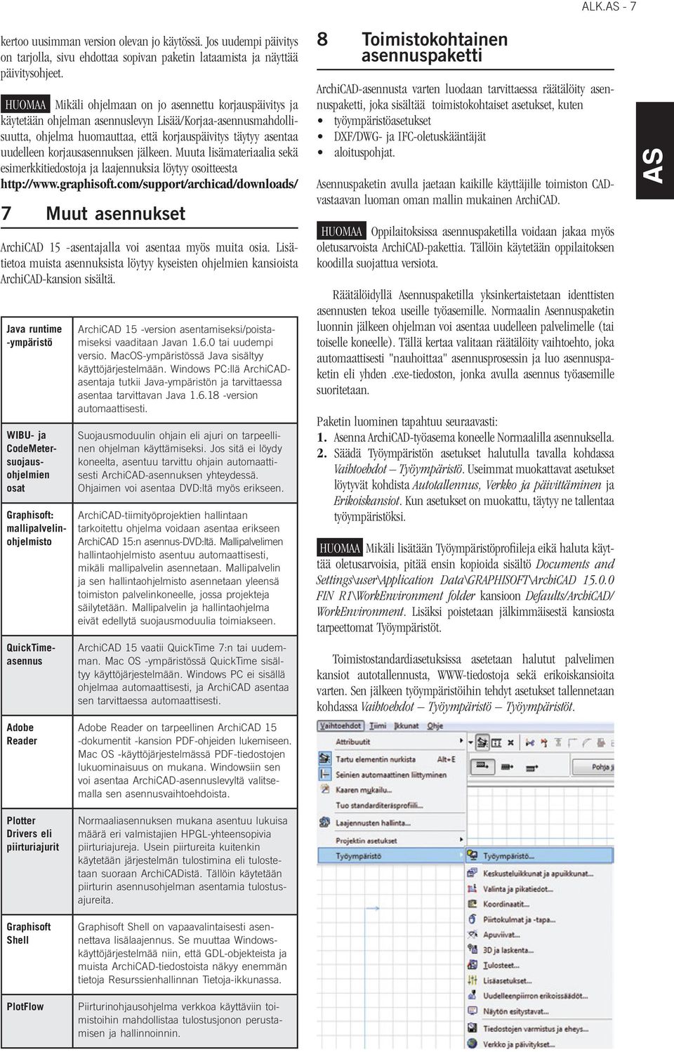 korjausasennuksen jälkeen. Muuta lisämateriaalia sekä esimerkkitiedostoja ja laajennuksia löytyy osoitteesta http://www.graphisoft.