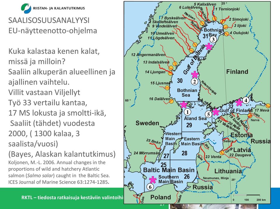 Annual changes in the proportions of wild and hatchery Atlantic salmon (Salmo salar) caught in the Baltic Sea. ICES Journal of Marine Science 63:1274-1285.