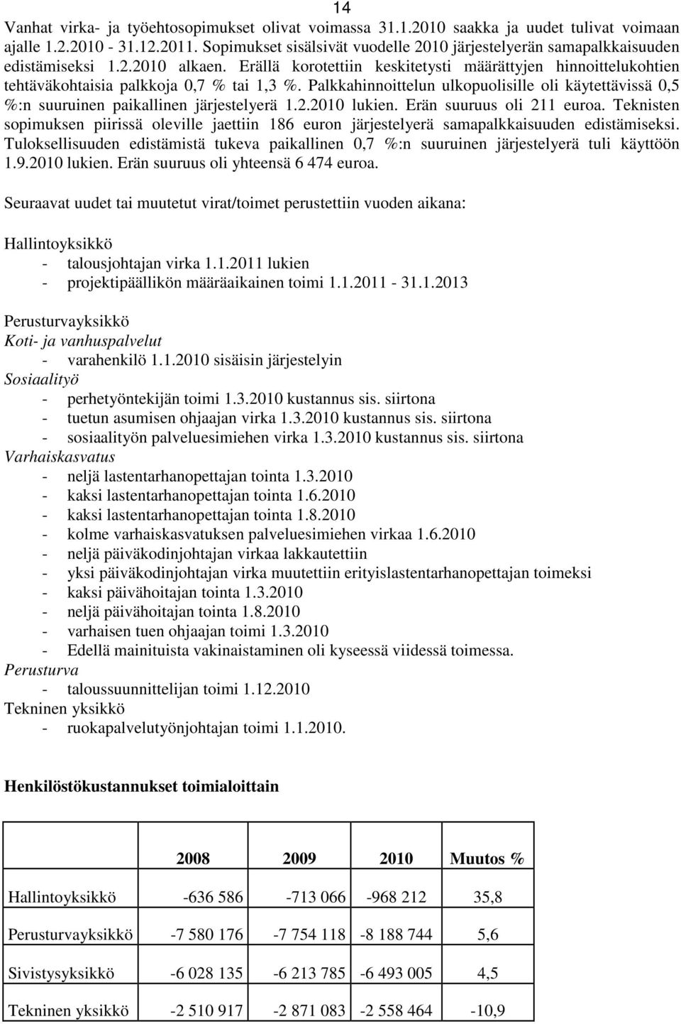 Erällä korotettiin keskitetysti määrättyjen hinnoittelukohtien tehtäväkohtaisia palkkoja 0,7 % tai 1,3 %.