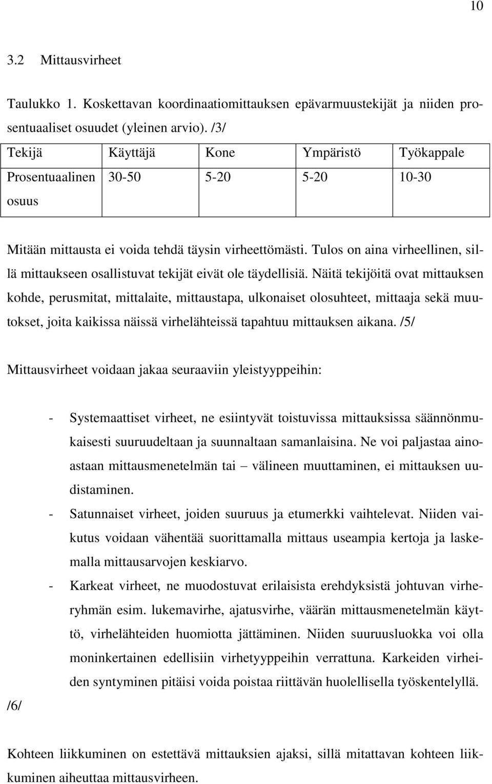 Tulos on aina virheellinen, sillä mittaukseen osallistuvat tekijät eivät ole täydellisiä.