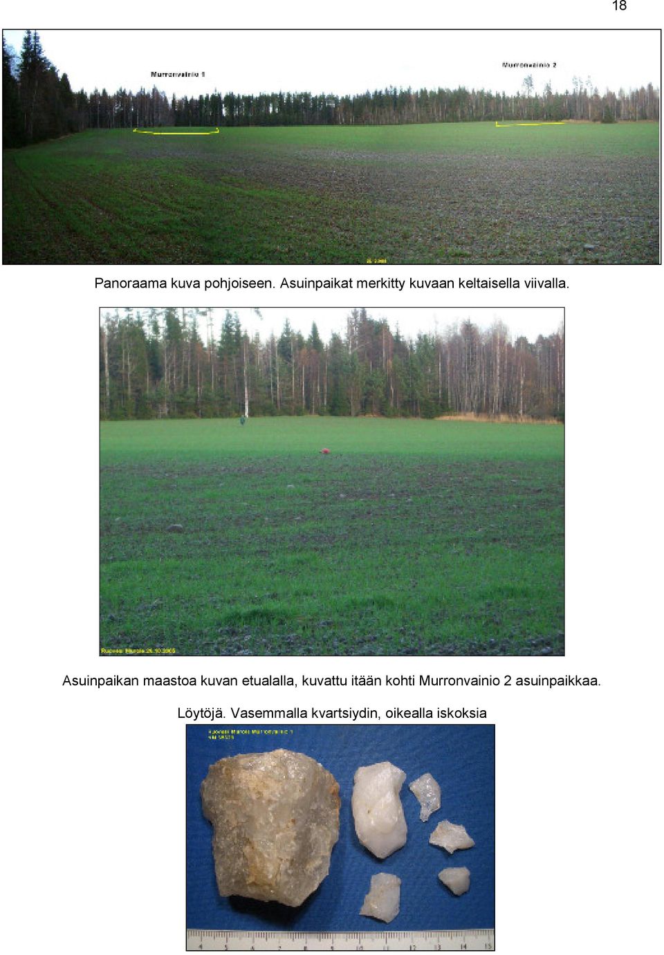 Asuinpaikan maastoa kuvan etualalla, kuvattu itään