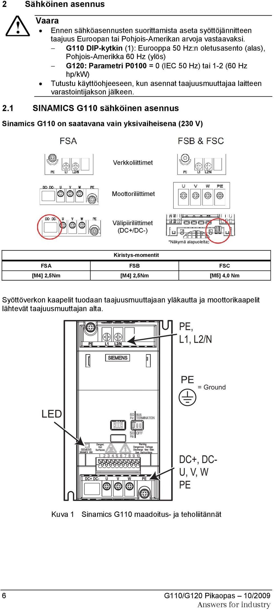 taajuusmuuttajaa laitteen varastointijakson jälkeen. 2.