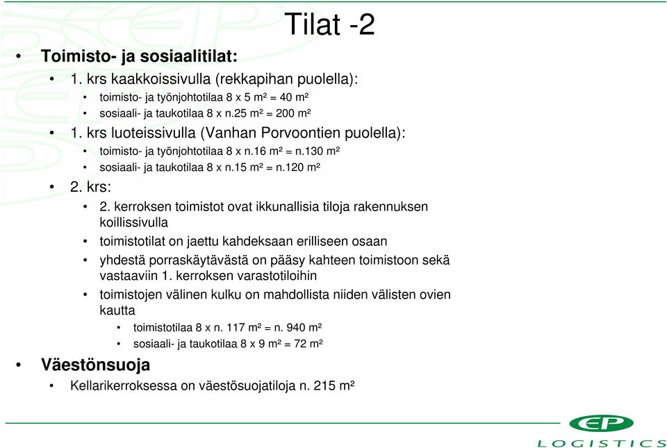 kerroksen toimistot ovat ikkunallisia tiloja rakennuksen koillissivulla toimistotilat on jaettu kahdeksaan erilliseen osaan yhdestä porraskäytävästä on pääsy kahteen toimistoon sekä vastaaviin