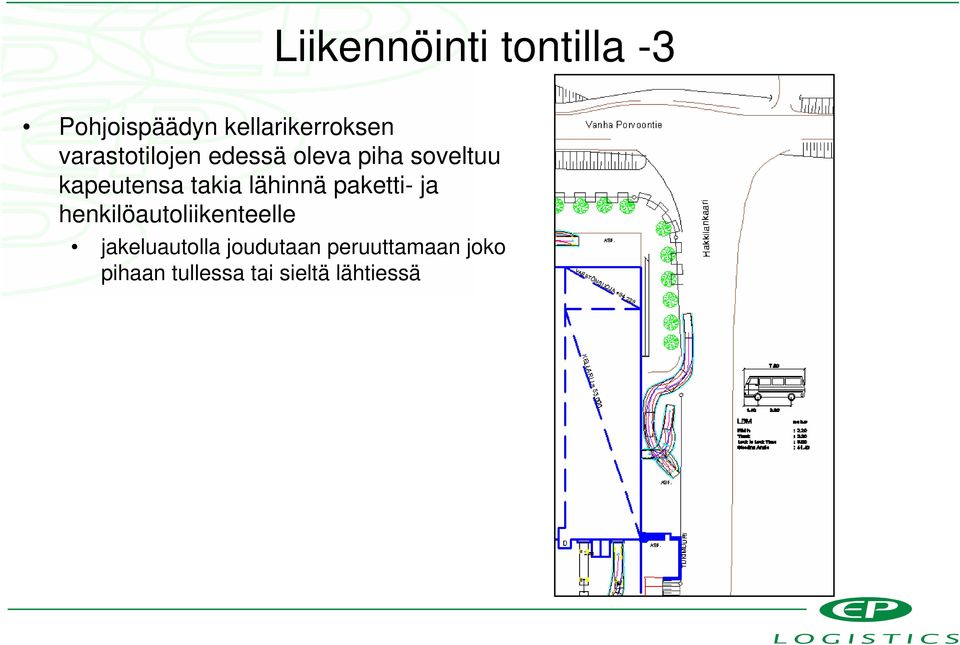 lähinnä paketti- ja henkilöautoliikenteelle jakeluautolla