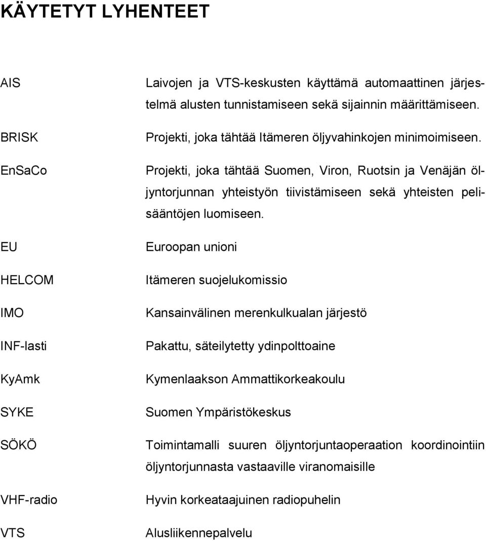 Projekti, joka tähtää Suomen, Viron, Ruotsin ja Venäjän öljyntorjunnan yhteistyön tiivistämiseen sekä yhteisten pelisääntöjen luomiseen.