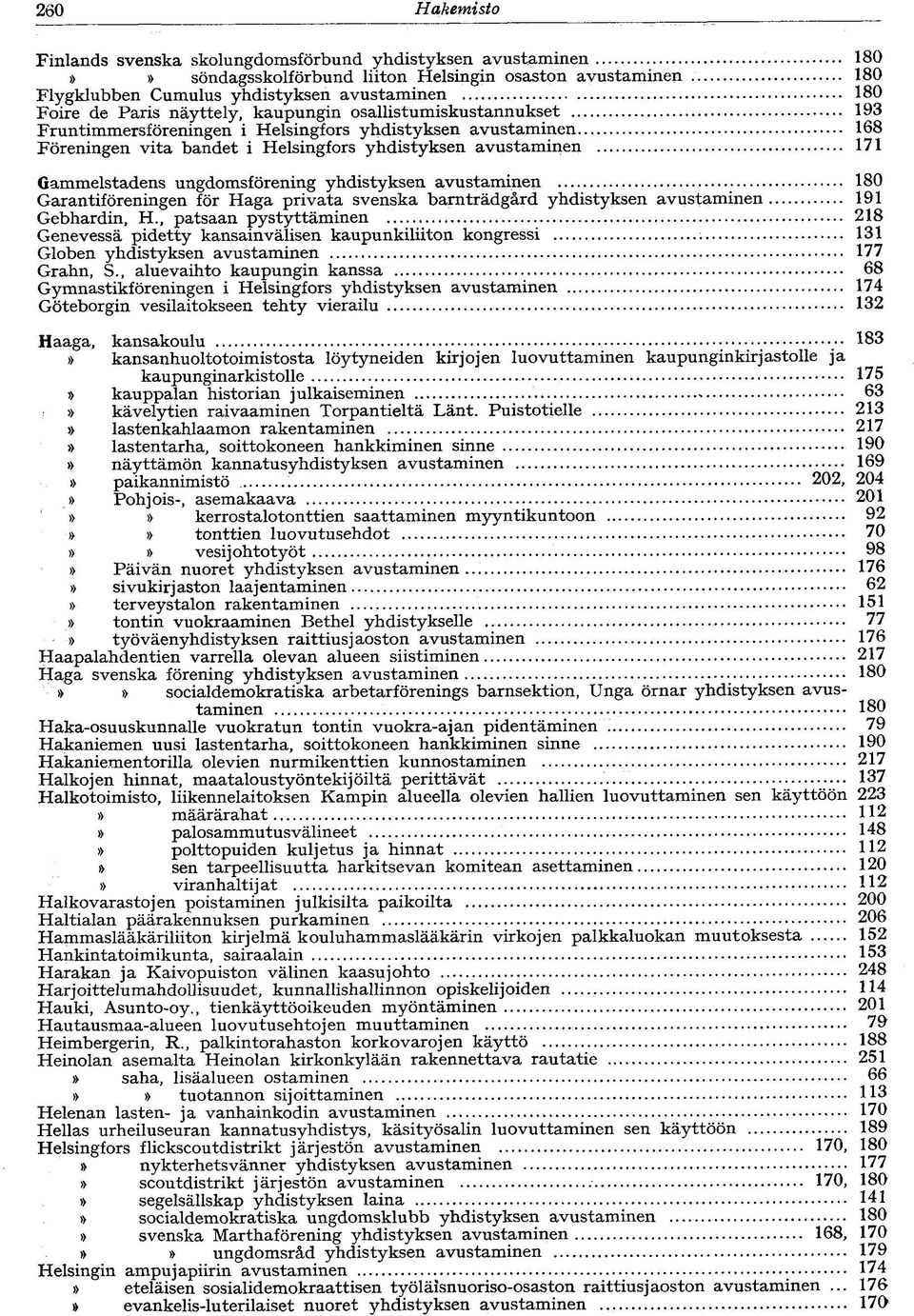 ungdomsförening yhdistyksen avustaminen 180 Garantiföreningen för Haga privata svenska barnträdgård yhdistyksen avustaminen 191 Gebhardin, H.